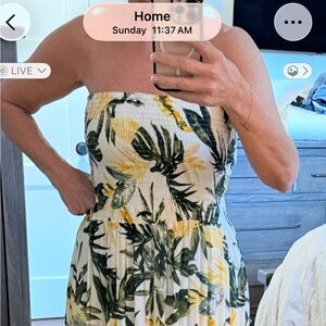 Charlie Paige Green and White Smocked Maxi Dress, Size Large